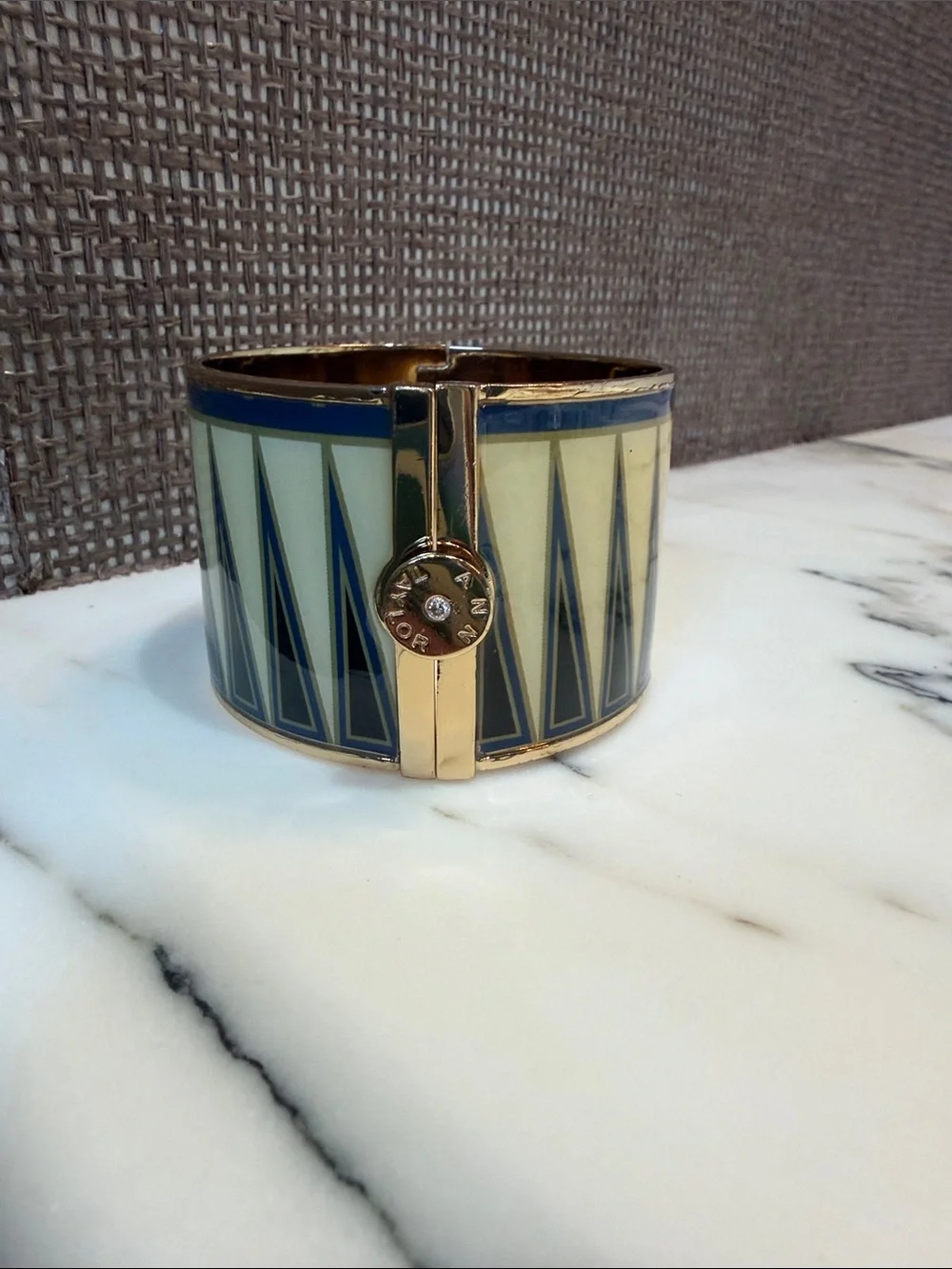 Navy and Cream Geometric Cuff Bracelet - women Accessories